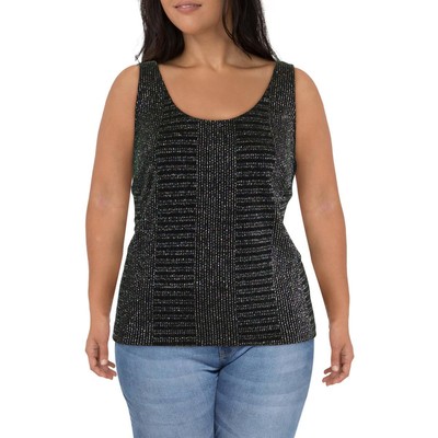 Alex Evenings Womens Black Metallic Tank Shimmer Shell Top Plus 1X BHFO 1645
