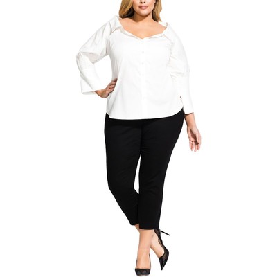 

Женская блузка на пуговицах цвета слоновой кости City Chic Plus  XL BHFO 9259, Цвет слоновой кости