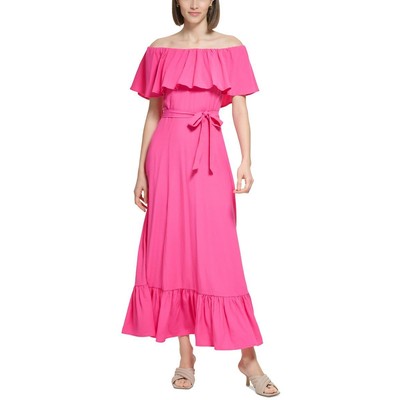 Женское розовое длинное летнее платье макси в складку Calvin Klein 2 BHFO 9829