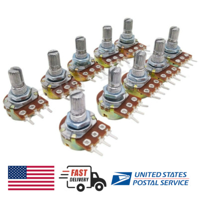 10pcs Linear Potentiometer Assortment 1k,2k,5k,10k,20k,50k,100k,250k,500k,1M 