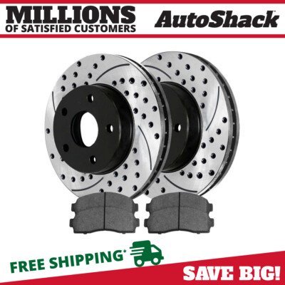 Front Drilled Slotted Rotors & Pads for Saturn Vue Chevy Equinox Pontiac Torrent