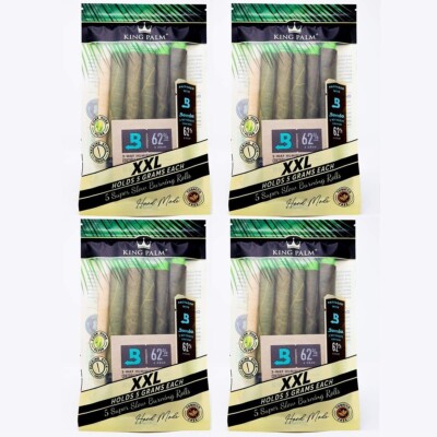 King Palm | XXL | Natural | Prerolled Palm Leafs | 4 Packs of 5 Each = 20 Rolls