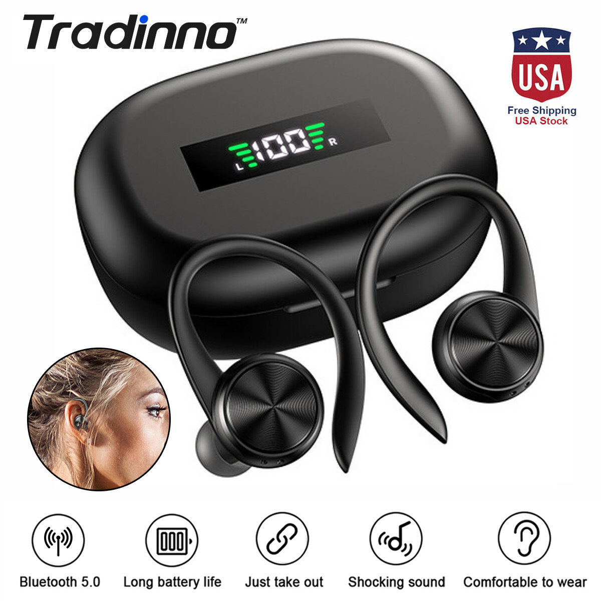 Bluetooth Headset TWS 5.0 Wireless Earphones Earbuds Stereo 