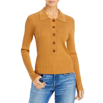 

Коричневая плетеная рубашка-поло Good American Womens  BHFO 2162, Бронза