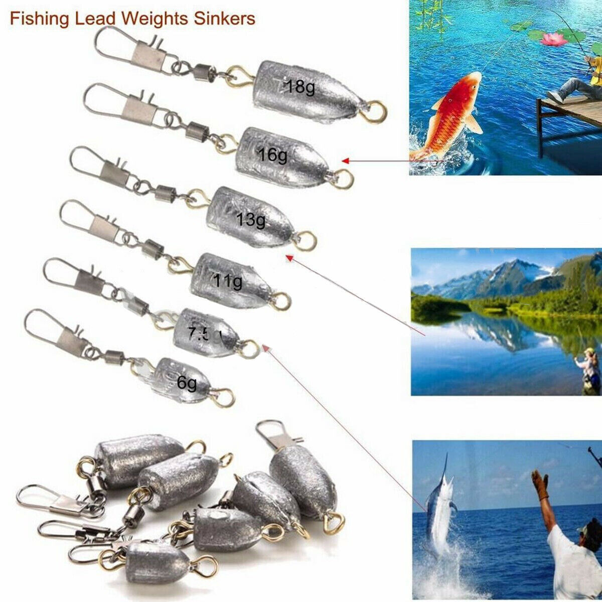 1/4 Oz (7g) Drilled Lead Weights / Sinkers For Sea & Carp Fishing – 28g Per Unit, Pack Of ? 11 thumbnail image