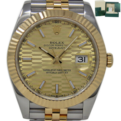 Rolex Datejust NEW 41mm Steel Gold FLUED MOTIF 126333 *ROLEX CARD 2021* #1936-1