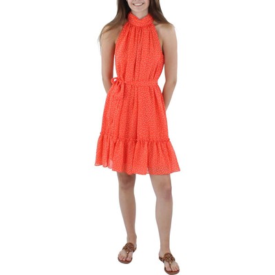 

Женское оранжевое платье Taylor в горошек без рукавов с лямкой на шее  BHFO 8398, Soft orange/tan