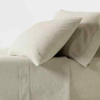 Threshold - TWIN XL 250 TC Organic Percale 4PC Sheet Set Green Chambray