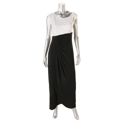

Женское длинное вечернее платье цвета слоновой кости и черного цвета Connected Apparel  BHFO 3720, Ivory/gold/black