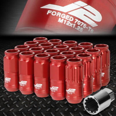 J2 ENGINEERING 7075 АЛЮМИНИЙ M12X1.25 16ШТ ГАЙКА С ОТКРЫТЫМ НАКОНЕЧНИКОМ, 4ШТ ЗАМОК с КЛЮЧОМ, КРАСНЫЙ