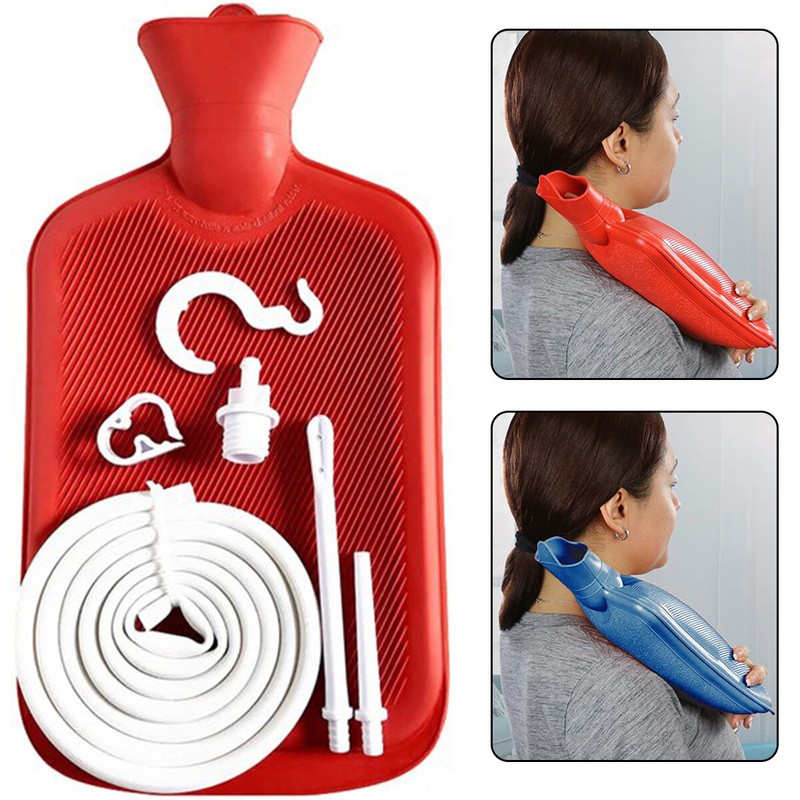 Enema Douche Kit Hot Water Bottle Bag 2L Enema Purifier Reusable Collapsible ~