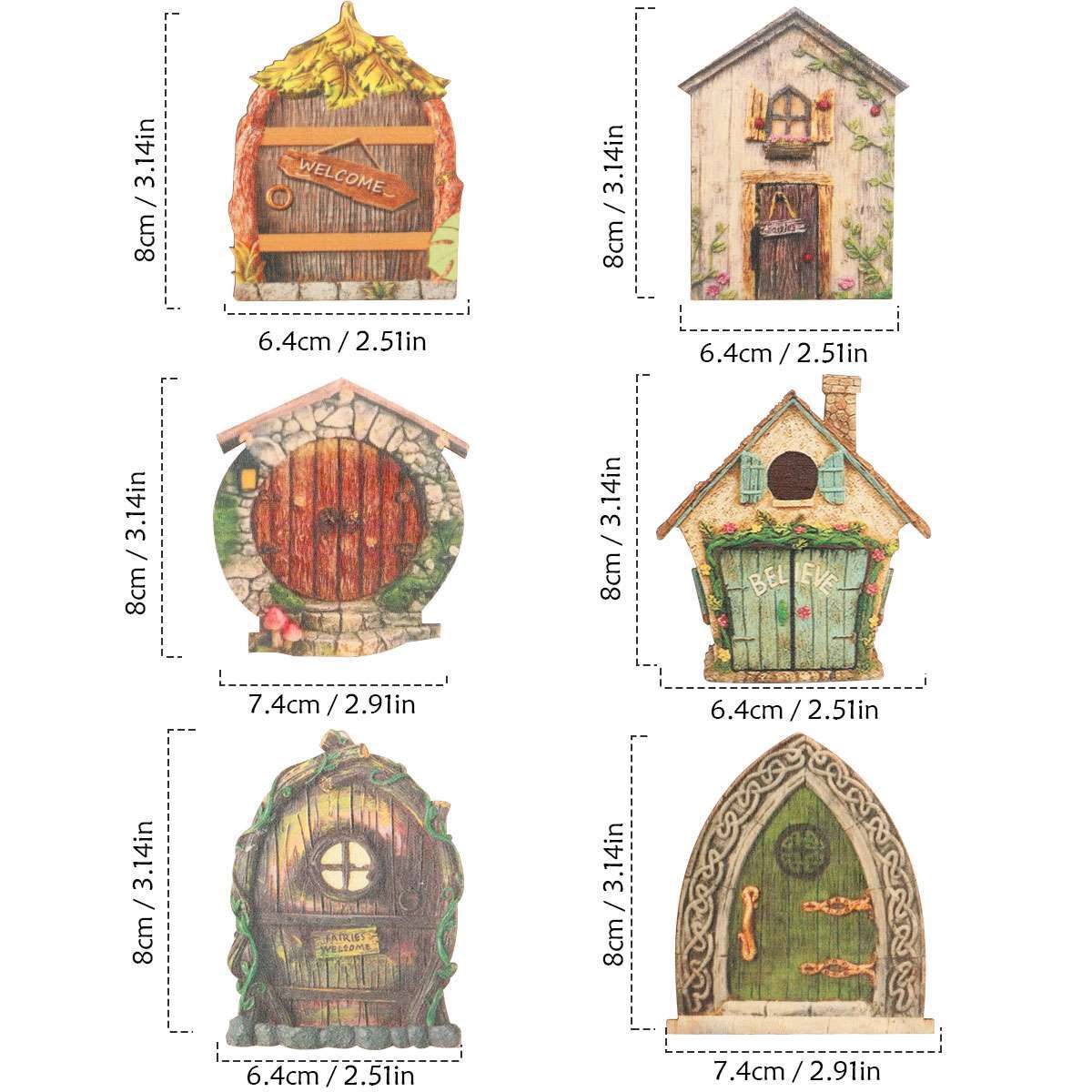 6PCS Mini Fairy Door for Home Garden Tree Fairy Door Outdoor/Indoor Decor
