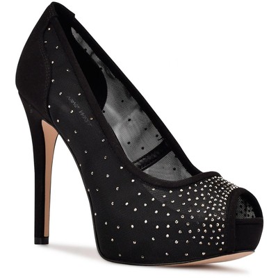 

Женские туфли на шпильке Nine West Hizzie с открытым носком на платформе BHFO 1833, Черный, Hizzie