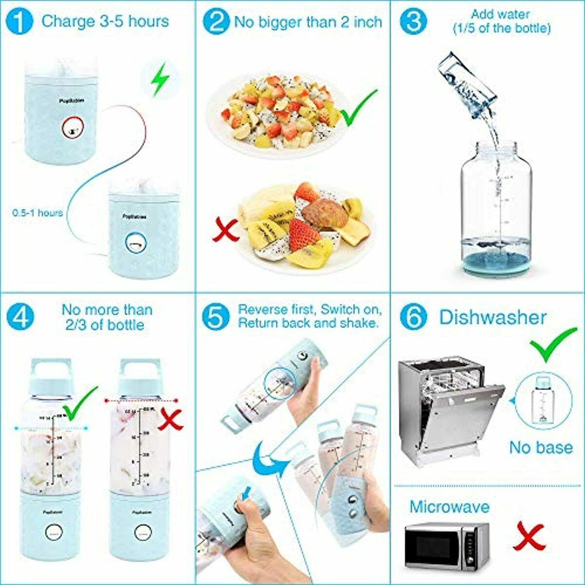 Personal Blender for Smoothie and Shake Protein with Bottle 14 oz Small Portable