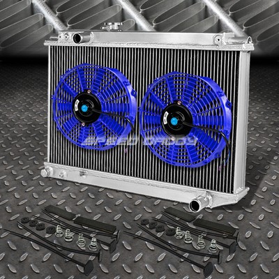 3-ROW ALUMINUM RADIATOR+2X 12FAN BLUE FOR 86-92 SUPRA A70 MK3 1JZ/7M GE/GTE