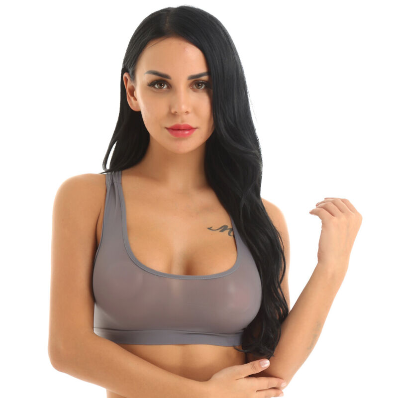 Women Sexy Nipples Hollow Out Bra Tops See-Through Lace Unlined