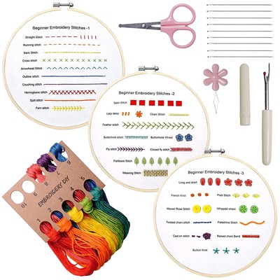 DIY Embroidery Stitch Practice kit Handmade Embroidery Starter Kit Hand Hewic ✈