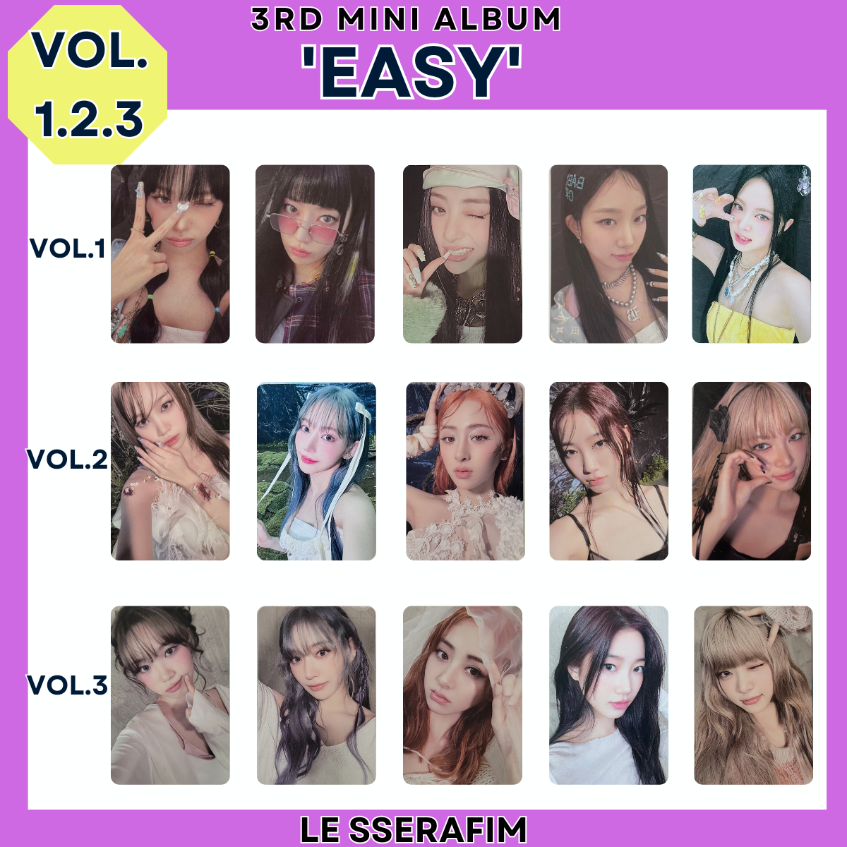 LE SSERAFIM EASY 3rd Mini Album Photo card BALMY FLEX LE SSERAFIM EASY 3rd Mini Album Photo card BALMY FLEX