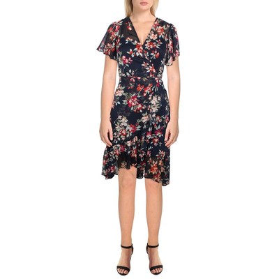 

Calvin Klein Женское темно-синее летнее макси-платье с запахом и поясом Petites  BHFO 7297, Navy