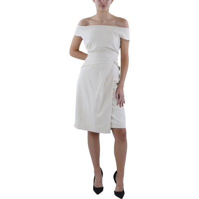 Lauren Ralph Lauren Womens White Faux Wrap Cold Shoulder Mini Dress 16 BHFO 8676