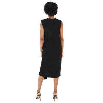 Pre-owned Burberry Ladies Black Sash-detail Midi Dress