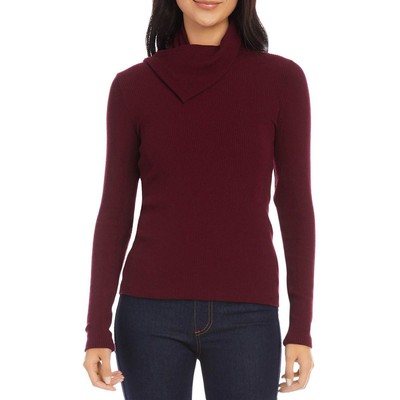

Karen Kane Женская эластичная блуза в рубчик с высоким воротником BHFO 7600, Wine