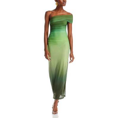 Bardot Womens Aurelia Green Ombre One Shoulder Formal Evening Dress 2 BHFO 7869