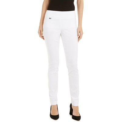 Женские белые облегающие брюки Alfani с прямыми штанинами для контроля объема живота 14 BHFO 0853