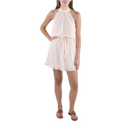 Женское розовое платье-клеш с оборками цвета морской волны и металлическими оборками M BHFO 2813