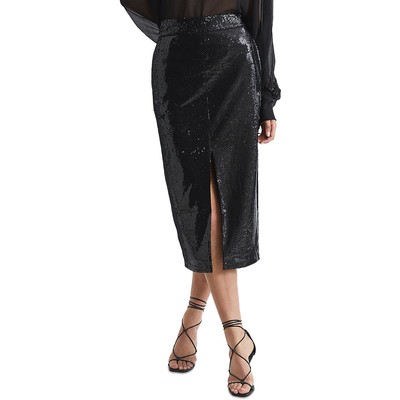 Reiss Womens Dakota Black Sequined Midi Party Pencil Skirt 2 BHFO 0773