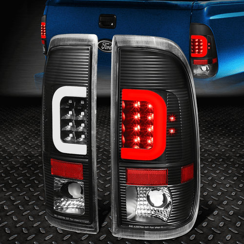 [СВЕТОДИОДНАЯ ПЛАНКА С-ОБРАЗНОЙ ФОРМЫ] ДЛЯ 90-97 F150 F250 F350 СВЕРХПРОЧНЫЙ ЗАДНИЙ ФОНАРЬ СТОП-СИГНАЛА, ЧЕРНЫЙ