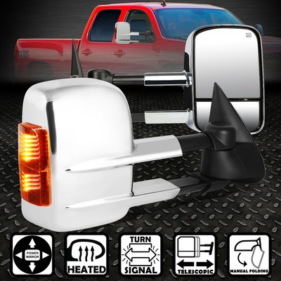 ДЛЯ 03-06 SILVERADO/SIERRA POWER + ЯНТАРНАЯ СИГНАЛЬНАЯ СВЕТОДИОДНАЯ ХРОМИРОВАННАЯ ПАРА БОКОВЫХ ЗЕРКАЛ ЗАДНЕГО ВИДА