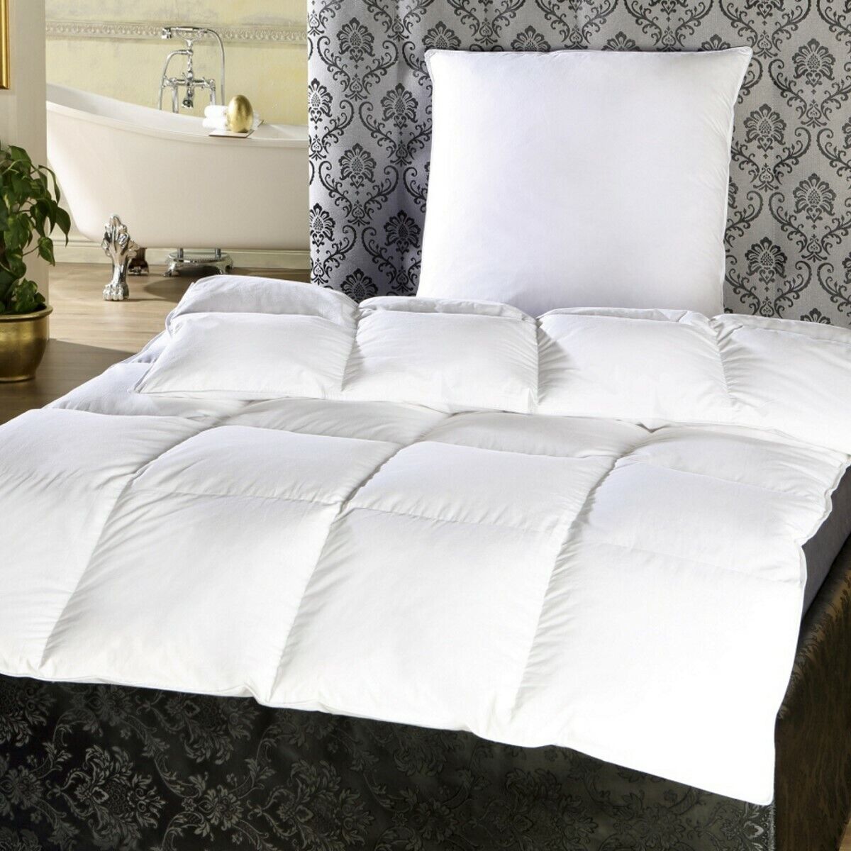 Duscher Betten-Set Feder Daunen Decke Bettdecke 135x200cm + Kopfkissen 80x80 cm