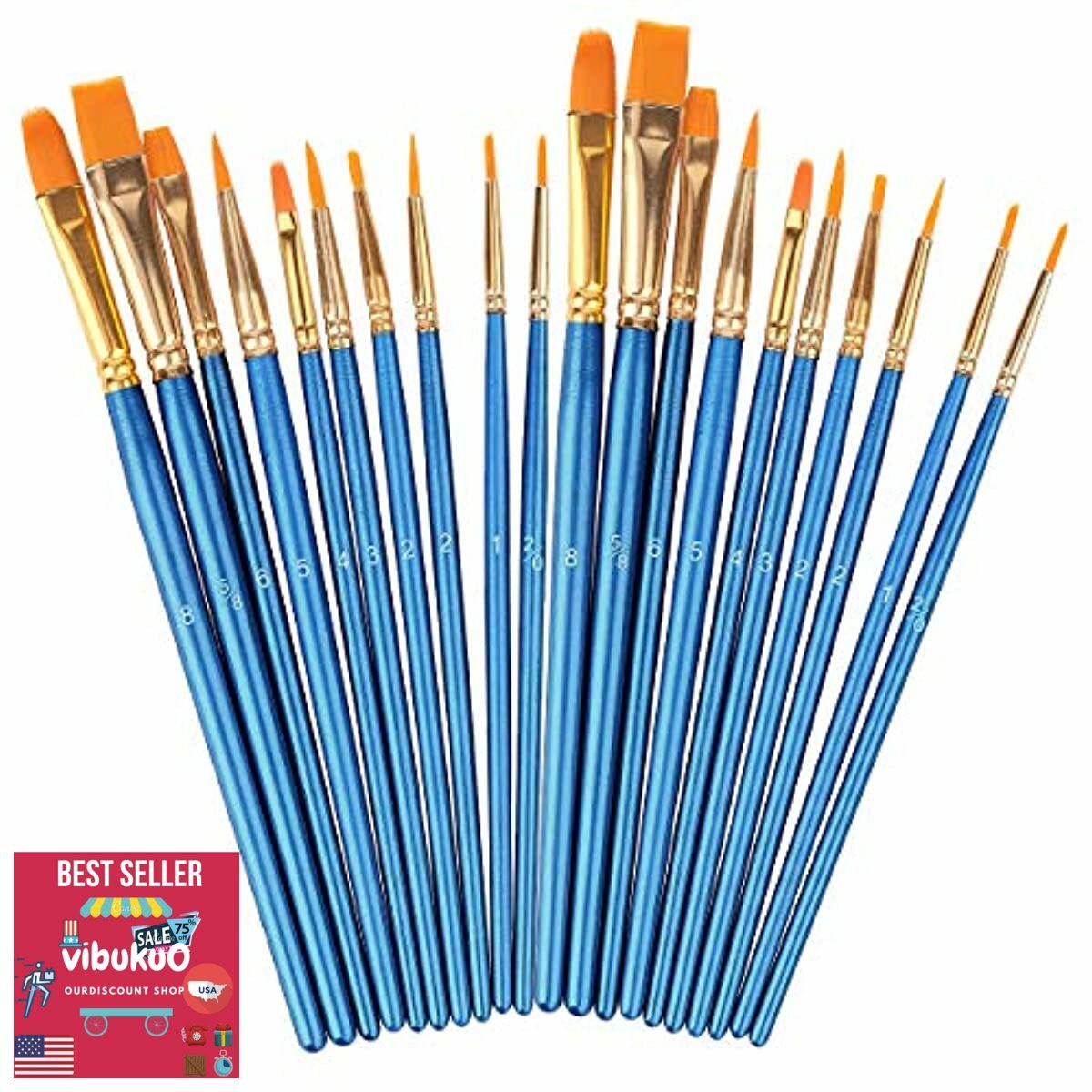 NWE Acrylic Paint Brushes Set, 20Pcs Artist Paintbrushes+Fine Detail Brushes USA eBay