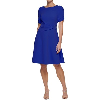 Женское синее вечернее короткое рабочее платье-клеш DKNY Petites 8P BHFO 6353