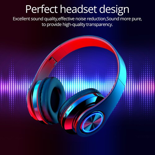 Wireless Bluetooth Headphones Super Bass Foldable Stereo Earphones Mic Headsets