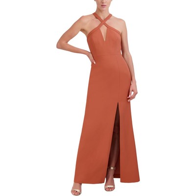 BCBGMAXAZRIA Женское оранжевое вечернее платье с перекрестным вырезом на шее 14 BHFO 2486
