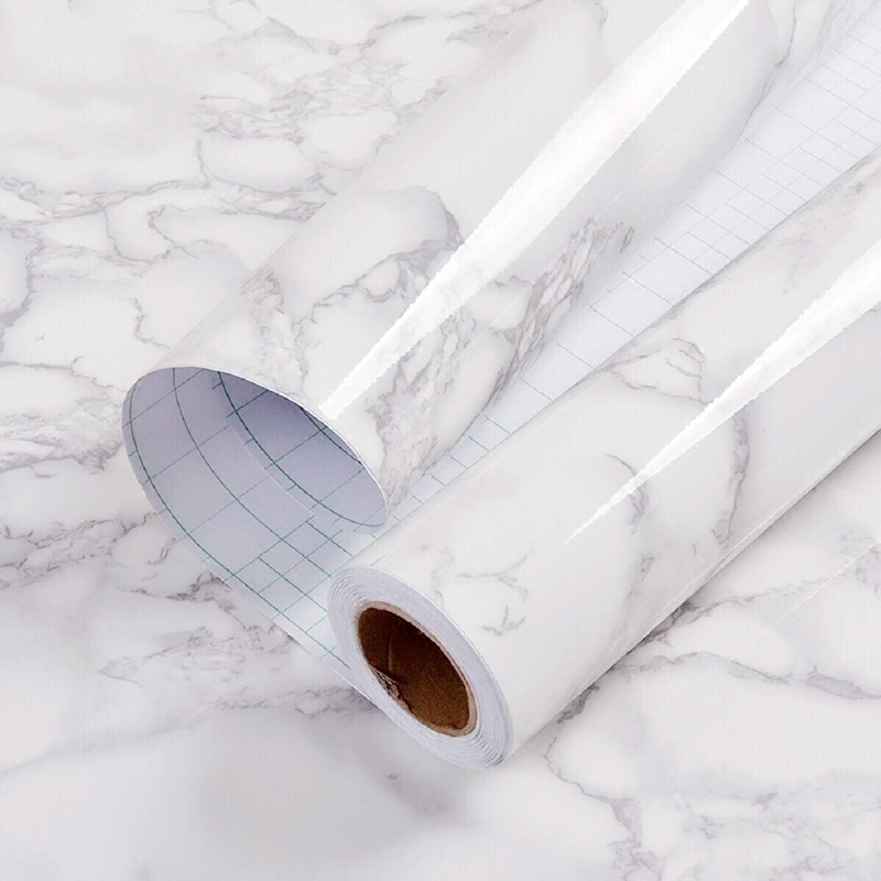 Glossy White Marble Contact Paper Peel and Stick Wallpaper Cou...