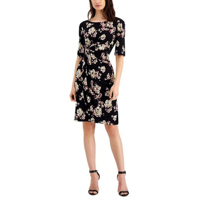 

Женское темно-синее платье-футляр до колена с цветочным принтом Connected Apparel Petites  BHFO 3715, Navy/maize