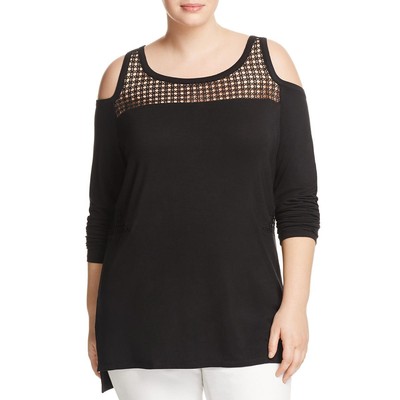 

Женский трикотажный топ с черной кружевной отделкой Love Scarlett Plus  BHFO 8249, Черный