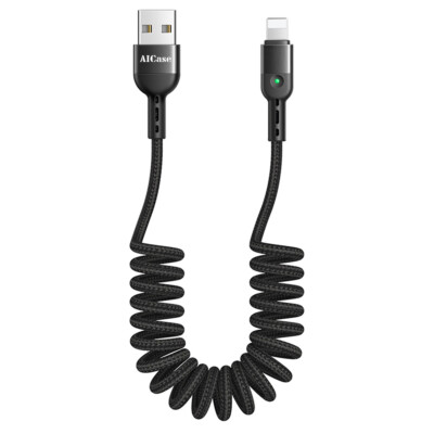 Coiled Charging USB Cable Fast Charger Cord for iPhone 14 13 12 11 Pro Max XR 8