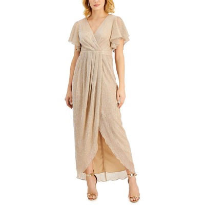 

Женское вечернее платье макси цвета золотистого металлика Betsy - Adam  BHFO 4072, Gold/silver