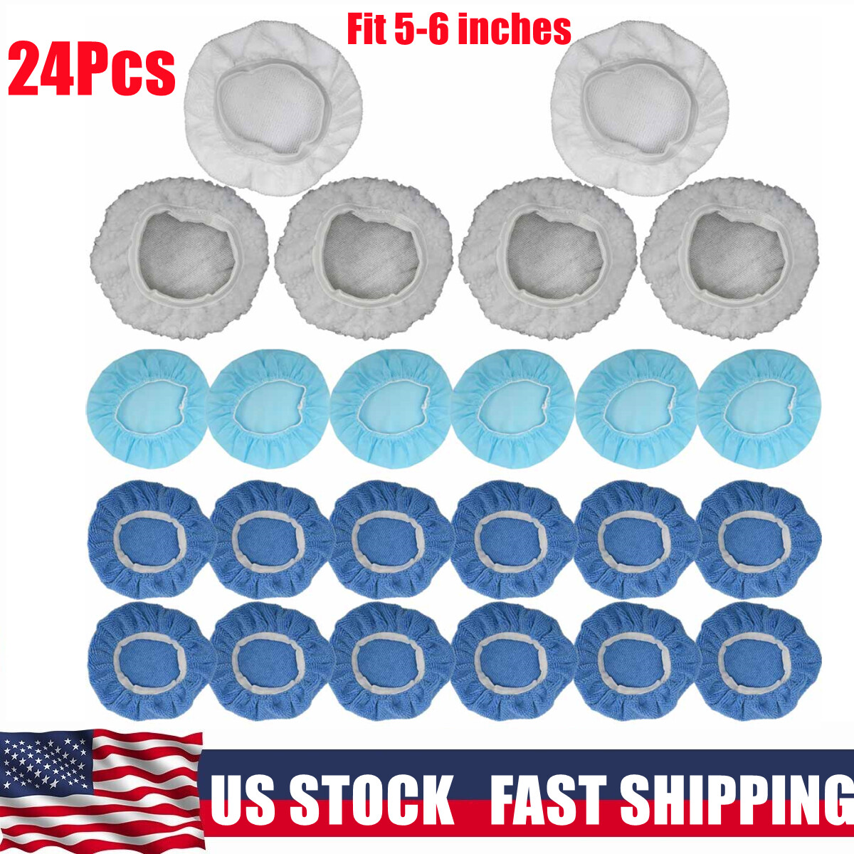 24pcs Car Buffer Polisher Pads Polishing Bonnet Orbital Buff