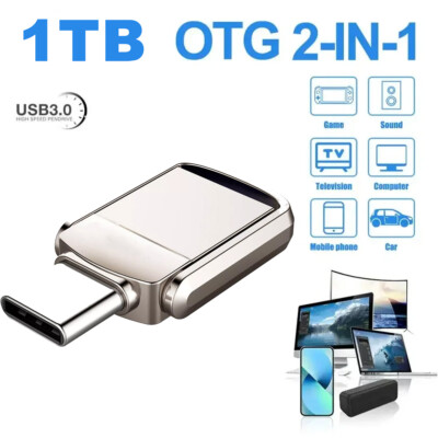Mini 1TB Type C Ultra Dual USB 3.0 Flash Drive Memory Stick Thumb Drive U Disk
