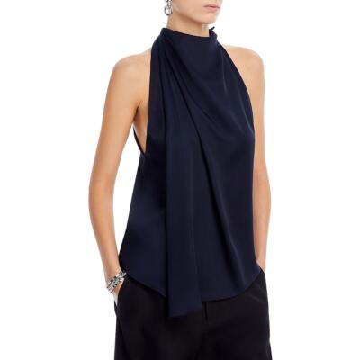 A.L.C. Womens Blue Button Neck Sleeveless Casual Blouse 2 BHFO 5482