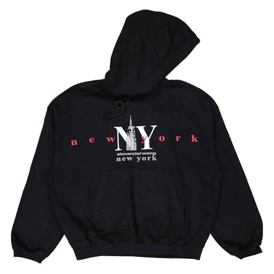 Pre-owned Alexander Wang York Logo Embroidered Hoodie In Black