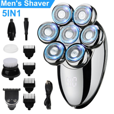 5-in-1 Rotary Electric Shaver 4D Rechargeable Bald Head Hair Beard Trimmer Razor