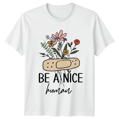 Be A Nice Human T-Shirt Botanical Mental Wellness Gift For Him And Her