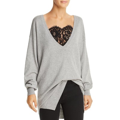 

Joie Womens Irita Серая рубашка-пуловер в рубчик с v-образным вырезом  BHFO 3910, Heather grey caviar