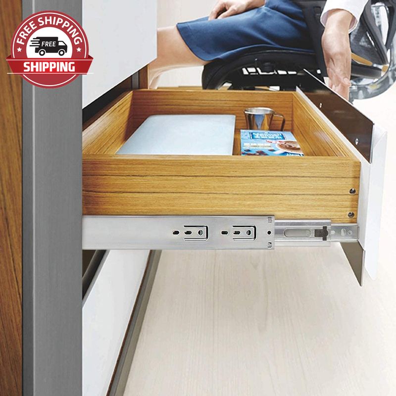 22-Inch Soft Close Drawer Slides Rear Mount Drawer Slide with Brackets, Full Ext